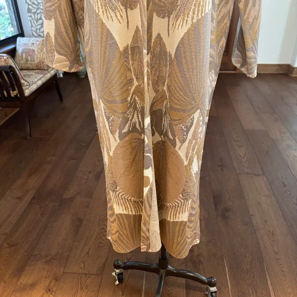 Zara Long Cardigan Coat Coatigan Duster in floral, gold print NWOT Size M - Picture 10 of 14